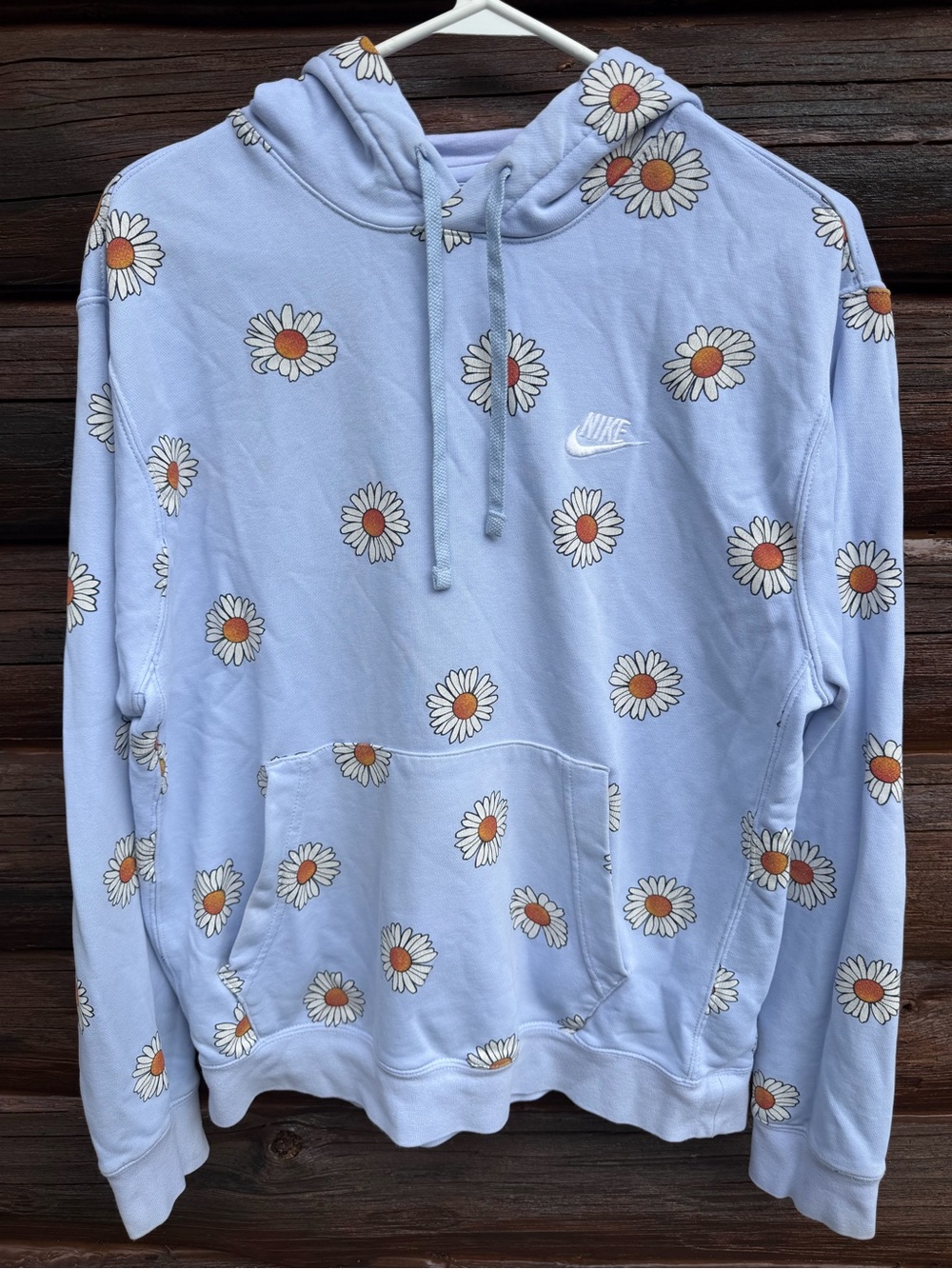 Nike Sportswear Daisy Hoodie Mens Medium Blue Floral French Terry Pullover Read
